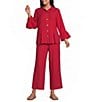 Allison Daley Petite Size Tango Red Pull-On Crinkle Soft Crop Pants - Image 3