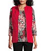 Allison Daley Petite Size Tango Red Trapunto Quilted Sleeveless Two-Way Zip-Up Vest, Color:Tango Red - Image 1