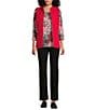 Allison Daley Petite Size Tango Red Trapunto Quilted Sleeveless Two-Way Zip-Up Vest, Color:Tango Red - Image 4
