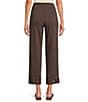 Color:Espresso - Image 2 - Petite Size Tech Stretch Inset Hem Detail Tummy Control Pull-On Straight Leg Cropped Pants