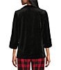 Allison Daley Petite Size Velour 3/4 Sleeve Point Collar Button Front Top - Image 2