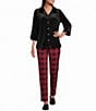 Allison Daley Petite Size Velour 3/4 Sleeve Point Collar Button Front Top - Image 3