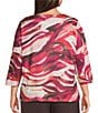 Allison Daley Plus Autumn Zebra Print 3/4 Sleeve Keyhole Neck Knit Top, Color:Espresso Autumn Zebra - Image 2