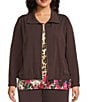 Allison Daley Plus Espresso Long Sleeve Point Collar Zipper Front Jacket, Color:Espresso - Image 1