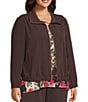 Allison Daley Plus Espresso Long Sleeve Point Collar Zipper Front Jacket, Color:Espresso - Image 3