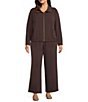 Allison Daley Plus Espresso Long Sleeve Point Collar Zipper Front Jacket, Color:Espresso - Image 7