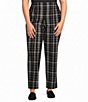Allison Daley Plus Plaid Straight Let Pull-On Ponte Pants - Image 1