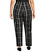 Allison Daley Plus Plaid Straight Let Pull-On Ponte Pants - Image 2