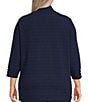 Color:True Navy - Image 2 - Plus Size 3/4 Sleeve Open Front Patch Pocket Cardigan