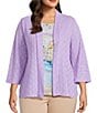 Allison Daley Plus Size 3/4 Sleeve Open Front Pointelle Cardigan - Image 1