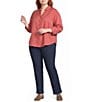 Allison Daley Plus Size 3/4 Sleeve Point Collar Y-Neck Button Front Top - Image 3