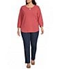 Allison Daley Plus Size 3/4 Sleeve V-Neck Keyhole Knit Top - Image 3