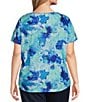 Color:Cool Abstract - Image 2 - Plus Size Abstract Print Embellished Short Sleeve Crew Neck Tee Shirt