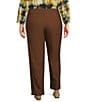Allison Daley Plus Size Brown Tiramisu Stretch Pull On Straight Leg Pants - Image 2