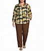 Allison Daley Plus Size Brown Tiramisu Stretch Pull On Straight Leg Pants - Image 3