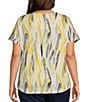 Color:Brush Fun Stripe - Image 2 - Plus Size Brush Fun Stripe Print Embellished Short Sleeve Crew Neck Art Tee Shirt