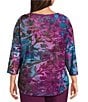 Allison Daley Plus Size Burnout 3/4 Sleeve Crew Neck Knit Top - Image 2