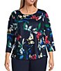 Allison Daley Plus Size Butterfly Print 3/4 Sleeve Crew Neck Knit Top,All Products : American Fashion Style Bags On Sale Allison Daley Plus Size Butterfly Print 3/4 Sleeve Crew Neck Knit Top,All Products : American Fashion Style Bags On Sale
