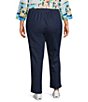Allison Daley Plus Size Chambray Straight Leg Stretch Denim Elastic Waist Pull-On Pants - Image 2