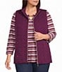 Allison Daley Plus Size Chevron Quilted Sleeveless Two-Way Zip Front Vest - Image 1