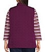 Allison Daley Plus Size Chevron Quilted Sleeveless Two-Way Zip Front Vest - Image 2