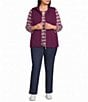 Allison Daley Plus Size Chevron Quilted Sleeveless Two-Way Zip Front Vest - Image 3