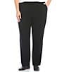 Color:Black - Image 1 - Plus Size City Stretch Straight Leg Pull-On Pants