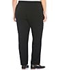 Color:Black - Image 2 - Plus Size City Stretch Straight Leg Pull-On Pants