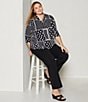 Color:Black - Image 6 - Plus Size City Stretch Straight Leg Pull-On Pants