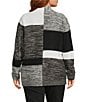 Allison Daley Plus Size Color Block Long Sleeve Open-Front Rib Trim Cardigan - Image 2