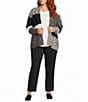 Allison Daley Plus Size Color Block Long Sleeve Open-Front Rib Trim Cardigan - Image 3