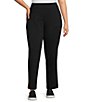 Color:Black - Image 1 - Plus Size Coordinating Straight Leg Pull-On Pant