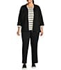 Color:Black - Image 3 - Plus Size Coordinating Straight Leg Pull-On Pant