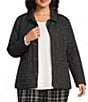 Allison Daley Plus Size Diamond Stitch Woven Quilt Long Sleeve Button Front Jacket - Image 1