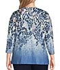 Color:Animal Ombre - Image 2 - Plus Size Embellished Animal Ombre Print 3/4 Sleeve Crew Neck Knit Top