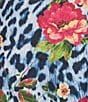 Color:Cheetah Floral - Image 4 - Plus Size Embellished Cheetah Floral Print 3/4 Sleeve Split V-Neck Knit Top