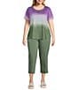 Allison Daley Plus Size Embellished Ombre Print Short Sleeve Crew Neck Knit Top, Color:Sage Ombre - Image 3