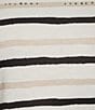 Color:Light Khaki/Black Stripe - Image 4 - Plus Size Embellished Stripe Print 3/4 Sleeve Crew Neck Knit Top