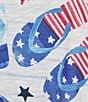 Allison Daley Plus Size Flip Flops Stars And Stripe Print Short Ruched Tie Sleeve Crew Neck Knit Top, Color:True Navy Flip Flops - Image 4