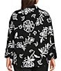 Allison Daley Plus Size Floral Print 3/4 Flounce Sleeve Button Front Point Collar Top - Image 2