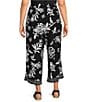 Allison Daley Plus Size Floral Print Pull-On Crinkle Soft Crop Pants - Image 2