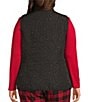 Allison Daley Plus Size Floral Sequin Quilted Sleeveless Two-Way Zip Front Vest - Image 2