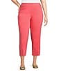 Allison Daley Plus Size Lattice Hem Pull-On Straight Leg Cropped Pants, Color:Sunkissed Coral - Image 1