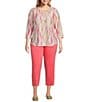 Allison Daley Plus Size Lattice Hem Pull-On Straight Leg Cropped Pants, Color:Sunkissed Coral - Image 3