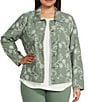 Allison Daley Plus Size Long Sleeve Button Front Point Collar Embroidered Jacket - Image 1