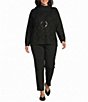 Allison Daley Plus Size Long Sleeve Envelope Neck Rib Trim Sequin Sweater - Image 3