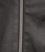 Color:Grey Foil - Image 5 - Plus Size Long Sleeve Notch Lapel Zip Front Foiled Faux Suede Moto Jacket