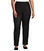 Color:Black - Image 1 - Plus Size Luxe Suede Straight Leg Pull-On Pants