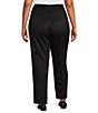 Color:Black - Image 2 - Plus Size Luxe Suede Straight Leg Pull-On Pants