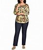Allison Daley Plus Size Multi Spot 3/4 Sleeve Boat Neck Knit Top - Image 3